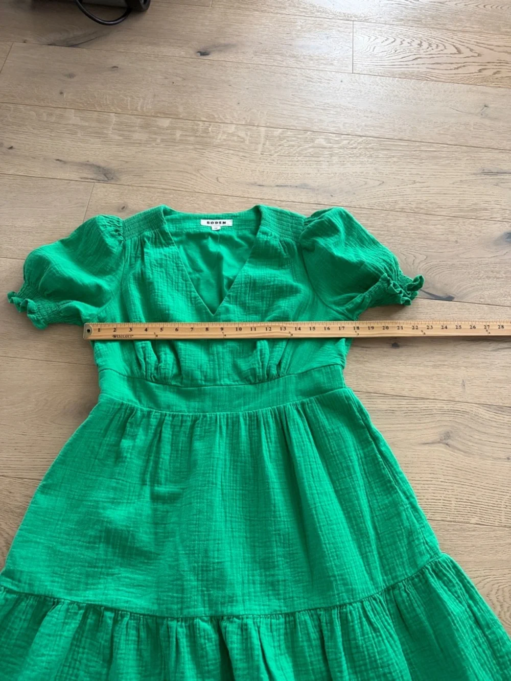 Boden Anna Double Cloth Short Dress US Size 10P Bright Green Gauze Spring Summer - Picture 9 of 10